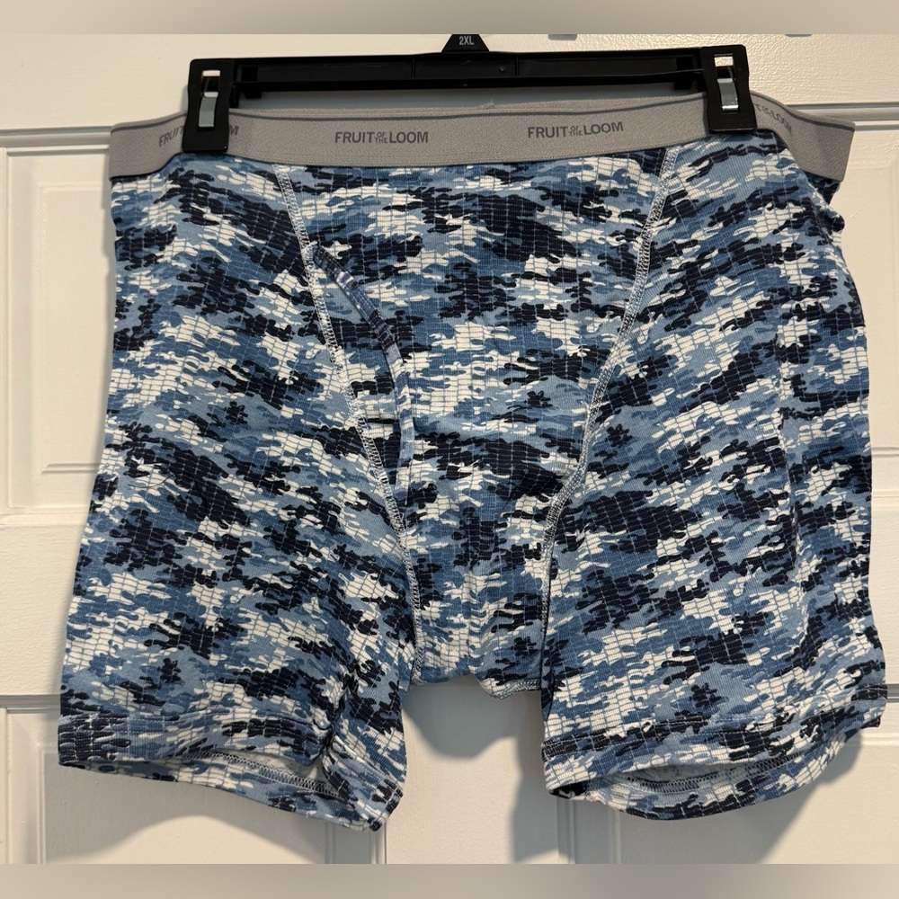 Mens XL Fruit of the Loom Blue Camo Boxer Briefs Used like New